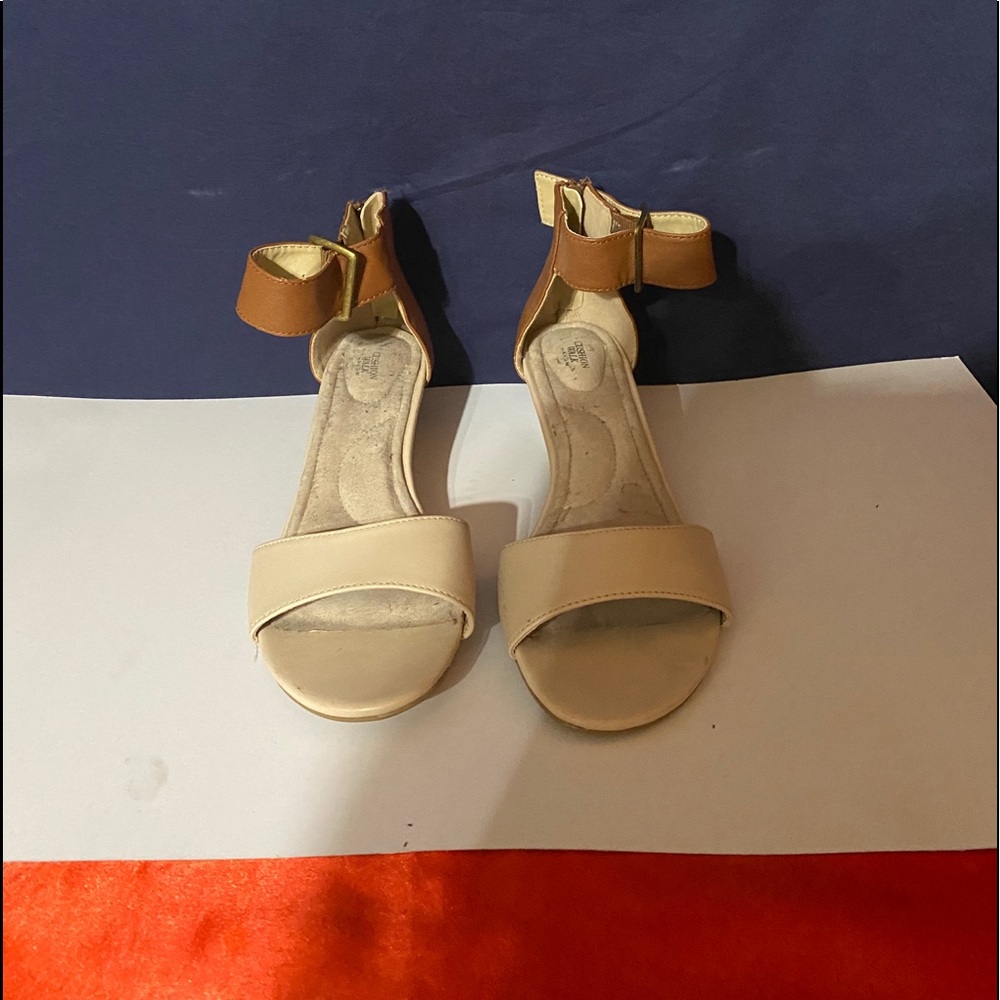 Beige and Tan Ankle Strap Heel Size 8